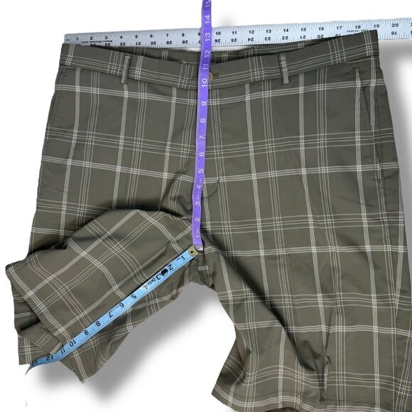 Slazenger Golf Shorts Mens Size 38 Tan Plaid Flat Front Pockets 11" Stretch - Picture 6 of 9